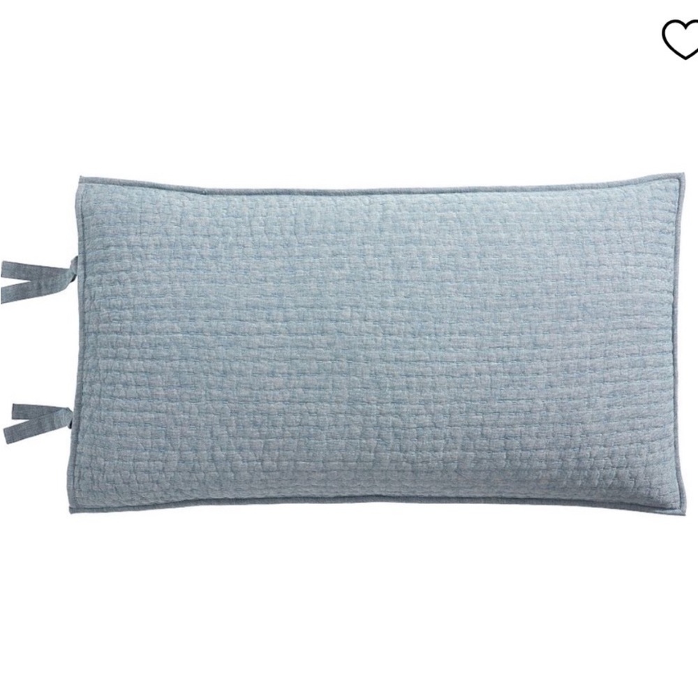 Pottery Barn Pick-Stitch Handcrafted Cotton Linen Quilted King Sham in Chambray